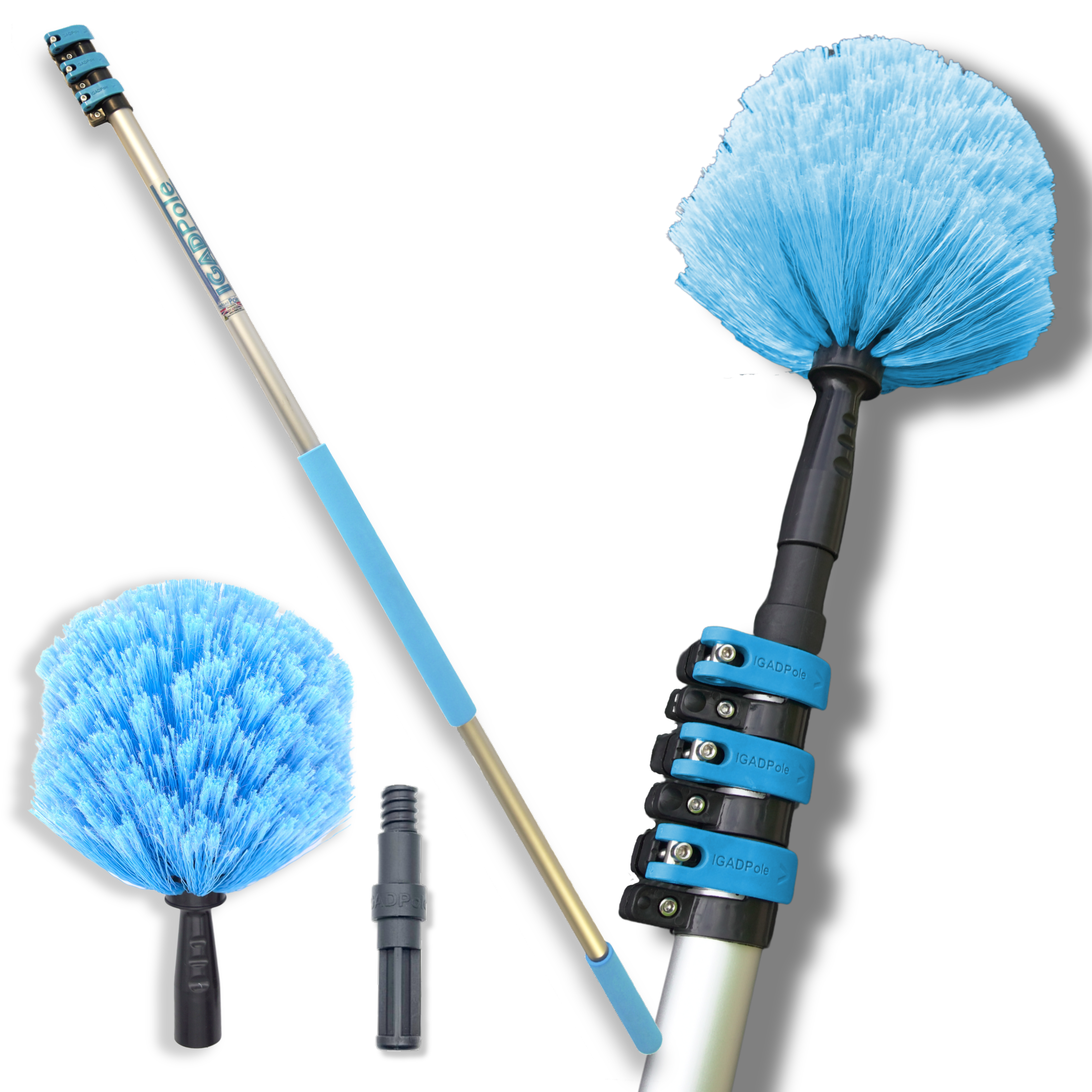 3.6m (12ft)Telescopic High Reach Extension Pole with Extending Round Cobweb Duster-0